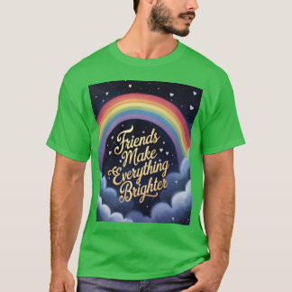 友達がいるから毎日輝く レインボー 星空 fu tシャツ