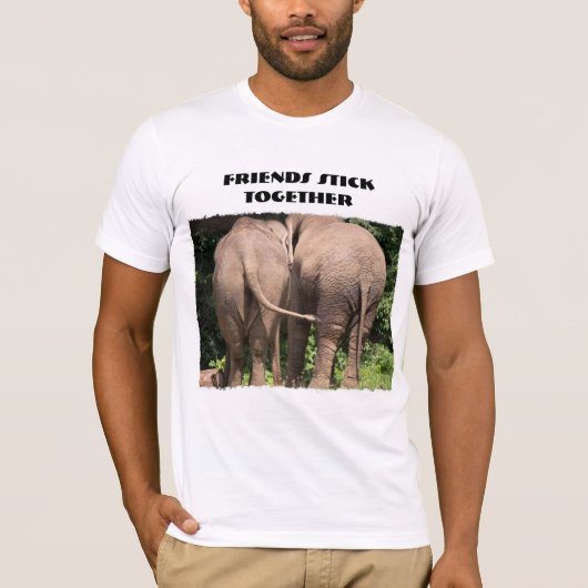 友達がゾウのTシャツを一緒に貼る Tシャツ (正面)