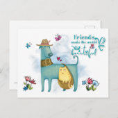 友達が世界で美しい犬の猫を白くする ポストカード (正面/裏面)