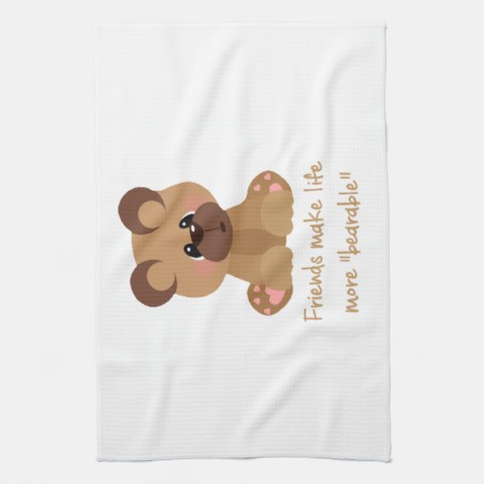 友達が人生を耐え忍ぶ感動的引用文 キッチンタオル (縦)