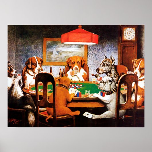 友達が困っている C M クーリッジ 犬のポーカー ポスター (正面)