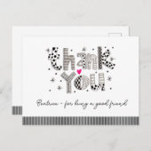 友達でいてくれてありがとう - 手描きレタリング ポストカード (正面/裏面)