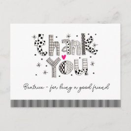 友達でいてくれてありがとう - 手描きレタリング ポストカード