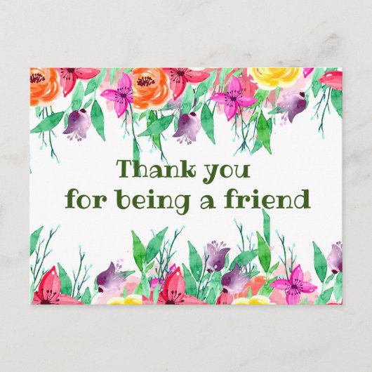 友達としてくれてありがとう フラワーデザイン ポストカード (正面)