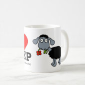 友達としての羊が大好きです大きな赤いハート 黒羊 コーヒーマグカップ (正面右)