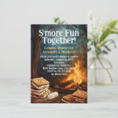 友達とのおもしろい焚き火カップルのシャワー 招待状 (スタンド正面)