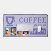 友達とコーヒーは4枚の写真を紫で追加 デスクマット (キーボード&マウス)