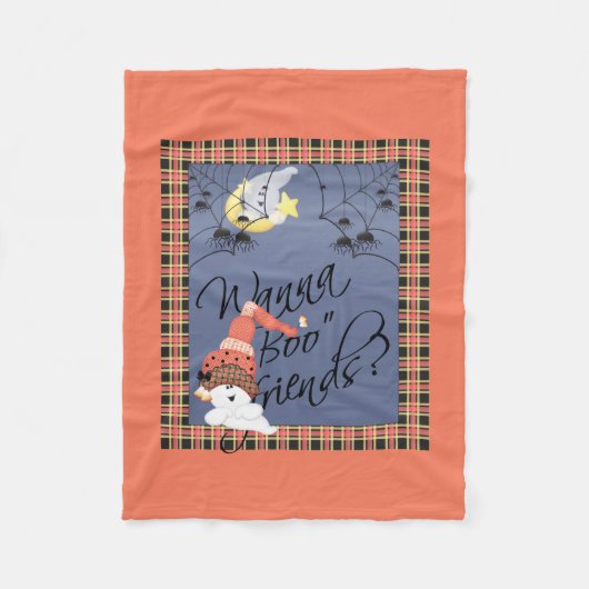 友達とハロウィーンをブーしたい フリースブランケット (正面)