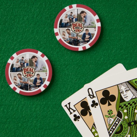 友達とポーカーゲームの夜の写真「Deal me in」 ポーカーチップ (ポーカーテーブル (ダブル))