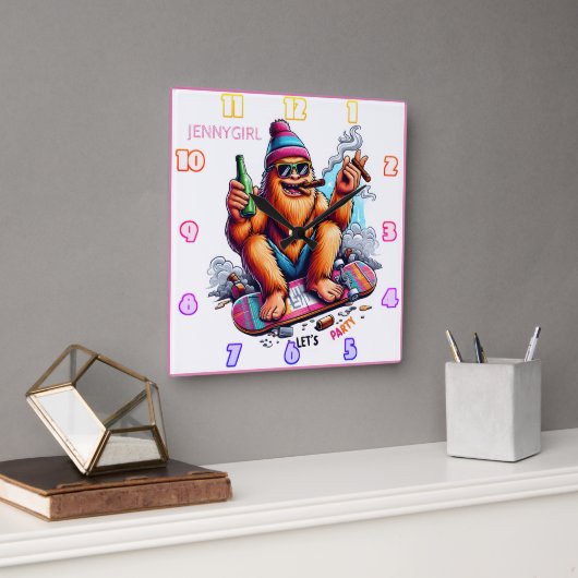 友達と一緒にいることをうれしく思う スクエア壁時計 (オフィス)