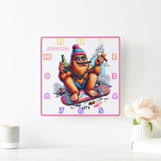 友達と一緒にいることをうれしく思う スクエア壁時計 (ホーム)