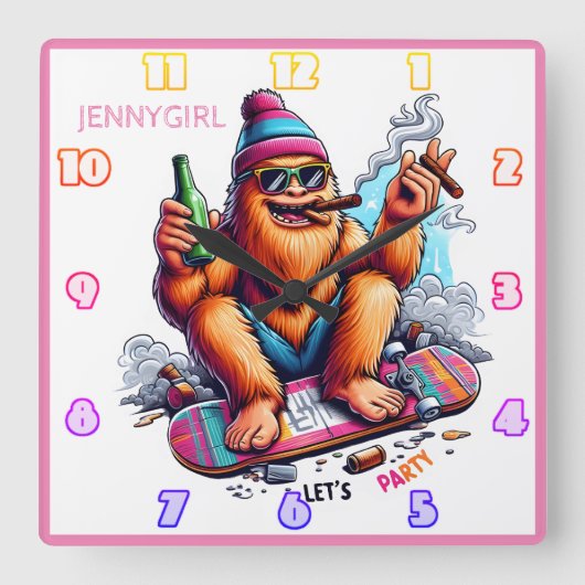 友達と一緒にいることをうれしく思う スクエア壁時計 (正面)