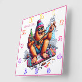 友達と一緒にいることをうれしく思う スクエア壁時計 (傾斜)