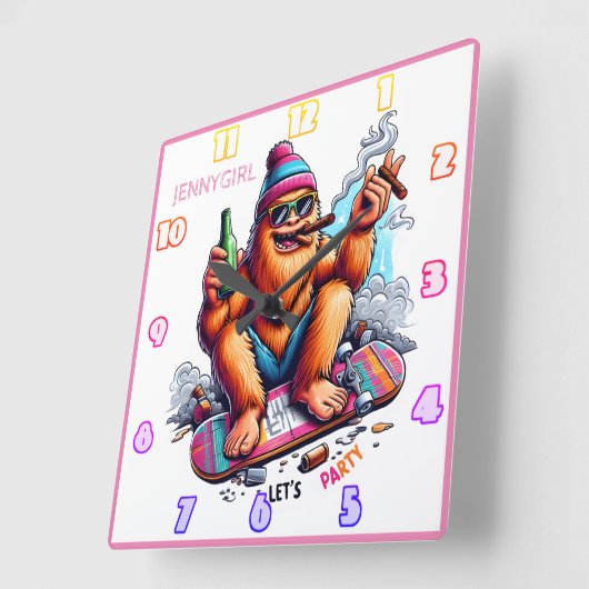 友達と一緒にいることをうれしく思う スクエア壁時計 (傾斜)