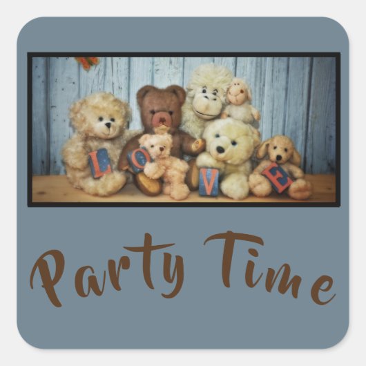 友達と一緒にテディ スクエアシール (正面)