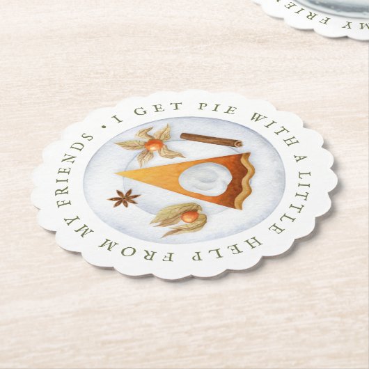 友達と一緒にパイ救済プをもらう友達 ペーパーコースター (アングル)