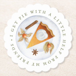 友達と一緒にパイ救済プをもらう友達 ペーパーコースター