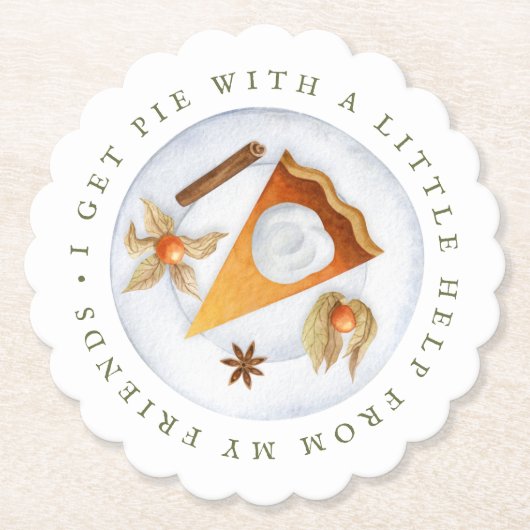 友達と一緒にパイ救済プをもらう友達 ペーパーコースター (正面)