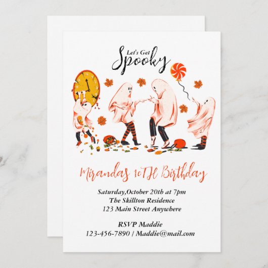 友達と一緒にホラーなパーティーをしよう 招待状 (正面/裏面)