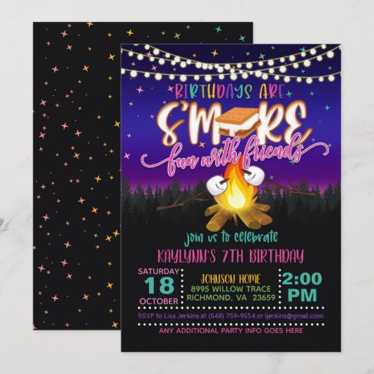 友達と一緒に誕生日のお祝いはもっと楽しい！招待状G 招待状 (正面/裏面)