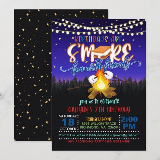 友達と一緒に誕生日はもっと楽しい！招待状B 招待状 (正面/裏面)