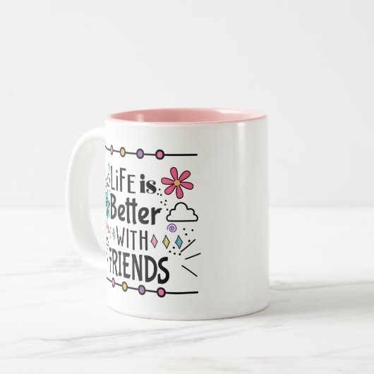 友達と一緒の生活は可愛ガーリーい ツートーンマグカップ (正面左)