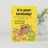 友達と家族へのキュートなコンフェッティ誕生日カード 招待状 (スタンド正面)