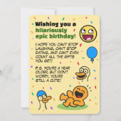 友達と家族へのキュートなコンフェッティ誕生日カード 招待状 (裏面)