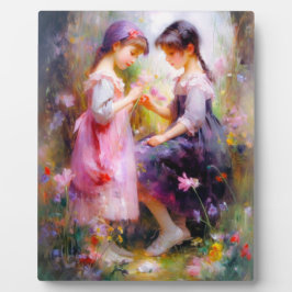 友達と花 フォトプラーク