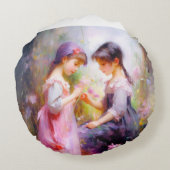 友達と花 ラウンドクッション (裏面)