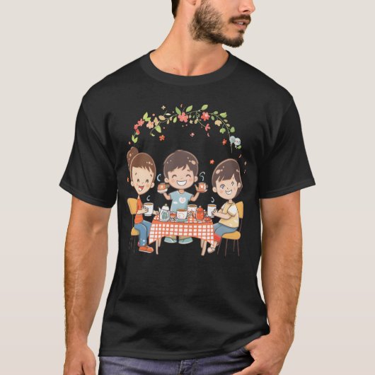 友達と見るお茶会は面白い Tシャツ (正面)