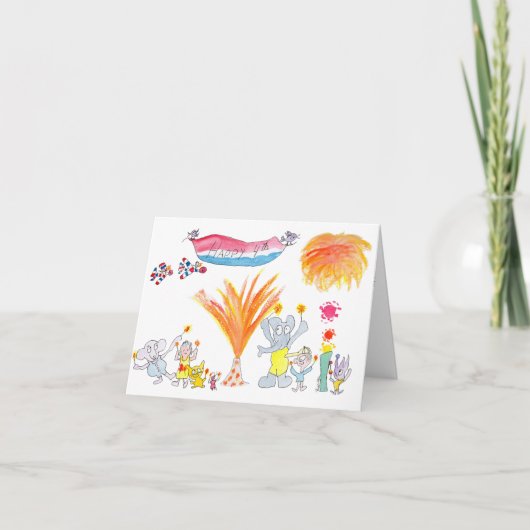 友達と見る7月4日の花火 カード (正面)