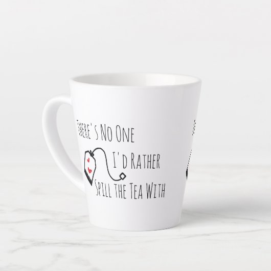 友達にお茶のおもしろいことわざプレゼントをこぼす カフェラテマグ (左アングル)