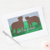 友達になりよう茶色の犬2匹ステッカー 長方形シール (封筒)