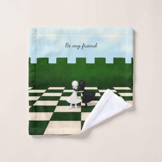 「友達になれ」異人種間の友情チェスポーン ウォッシュタオル (ウォッシュタオル)