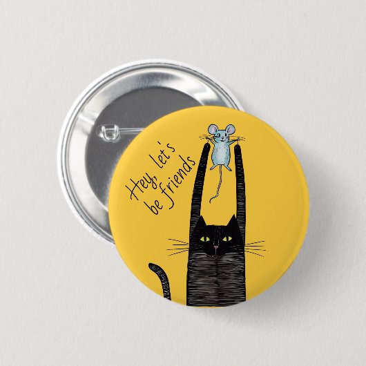 友達になろう、猫好きになろう、猫とネズミのパートナー 缶バッジ (正面&裏面)