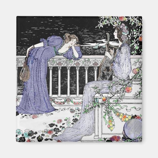 友達に歌っている女性 マグネット (正面)