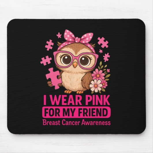 友達のためにピンクを着る かわいい 乳がん啓発 マウスパッド (正面)