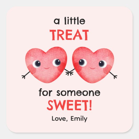 友達のためのちょっとしたハート スクエアシール (正面)