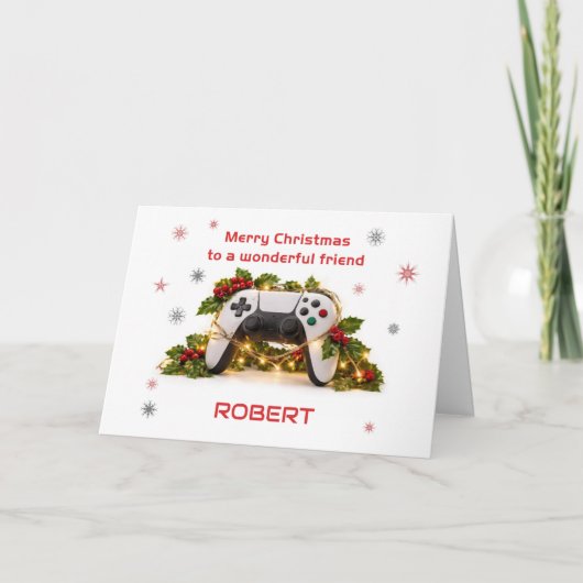 友達のためのクリスマスのゲームコントローラー 名前を追加 シーズンカード (正面)