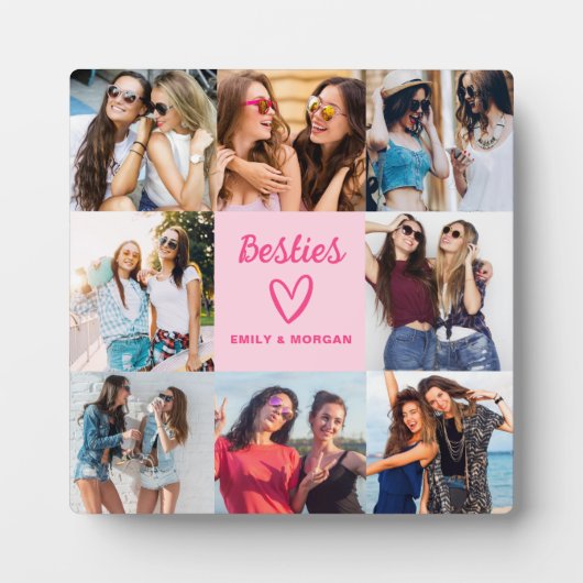 友達のためのベスティーピンクの贈り物フォトコラージュ フォトプラーク (正面)