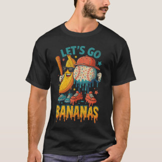 友達のための野球バナナ面白スポーツドリップアート Tシャツ
