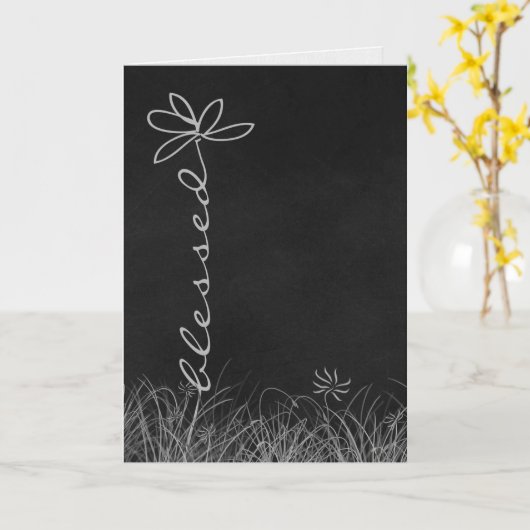 友達のための黒板に咲く祝福のデイジー カード (黄色い花)