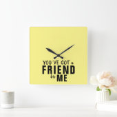 友達のイエロー得タイポグラフィの友情 スクエア壁時計 (ホーム)