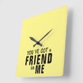 友達のイエロー得タイポグラフィの友情 スクエア壁時計 (傾斜)