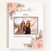 友達の写真 パンパス草 ピンクの花 白 ノートブック (正面)