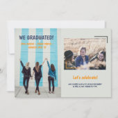 友達の卒業発表2枚の写真 招待状 (正面)