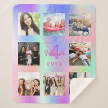 友達の最高の写真コラージュホログラフィックピンク紫