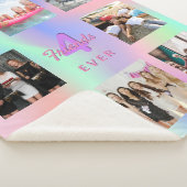 友達の最高の写真コラージュホログラフィックピンク紫 シェルパブランケット (3/4)