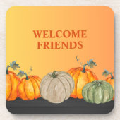友達の歓迎 かぼちゃ 秋の色 コースター (正面)
